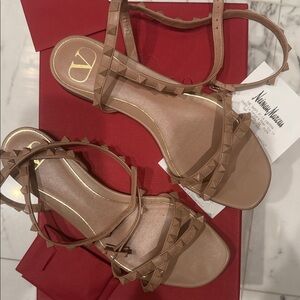 Valentino Studded Ankle-Strap Sandals in Nude